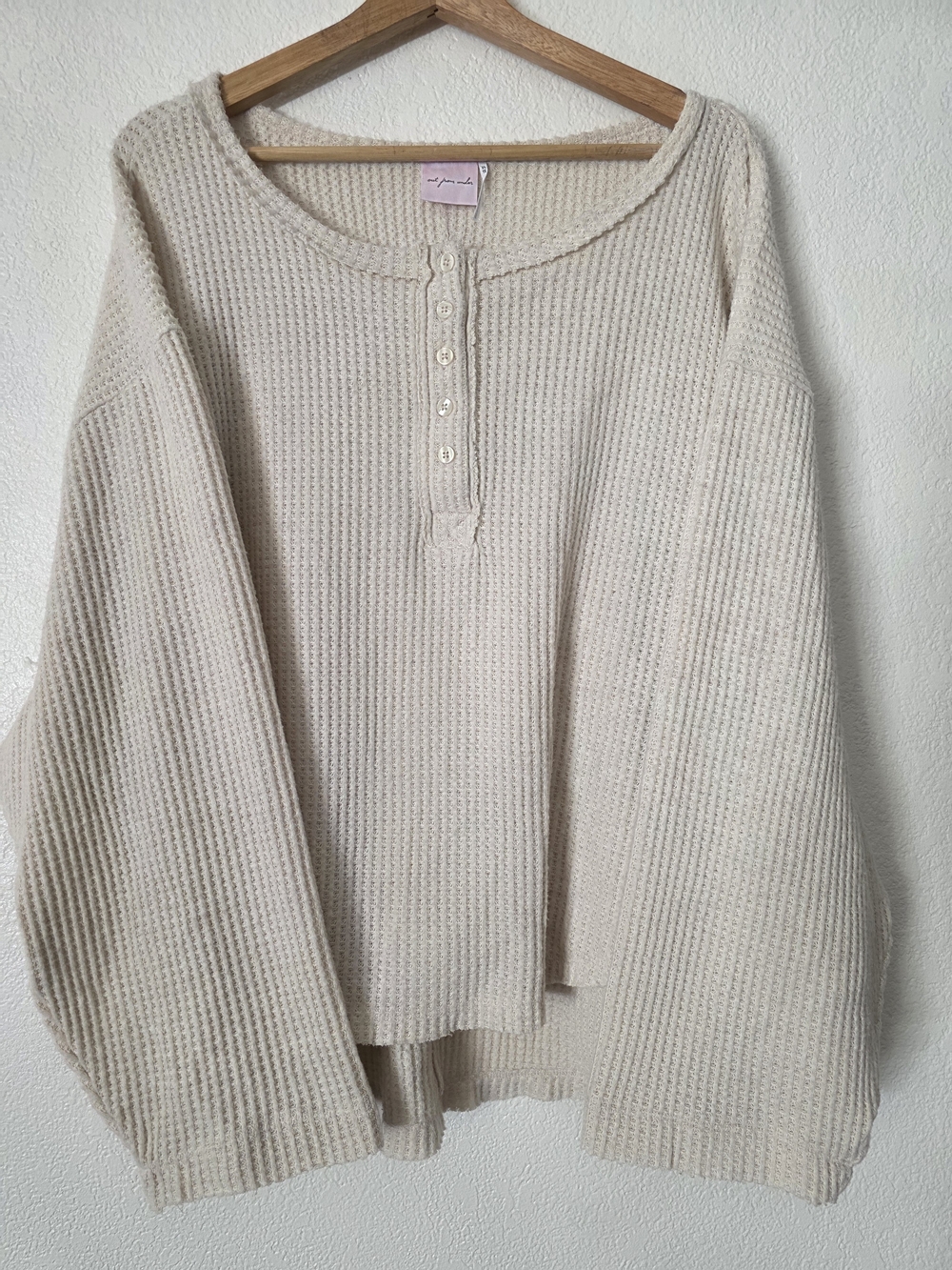 Urban Outfitters  Out From UNDERCream Waffle Henley Sweater Tee